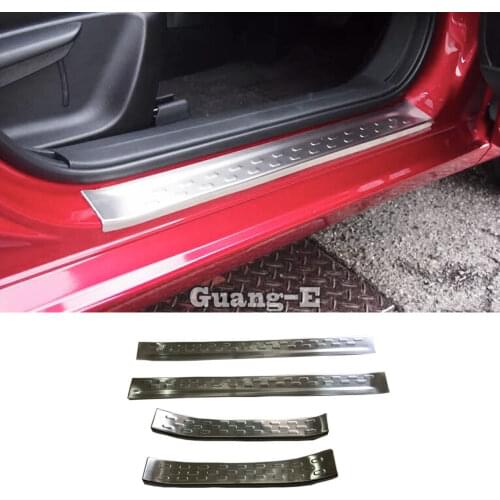 Car Cover Stick Stainless Steel Pedal Door Sill Scuff Plate Cover External Threshold 4pcs For Mazda 2 Demio 2015 2016 2017 2018