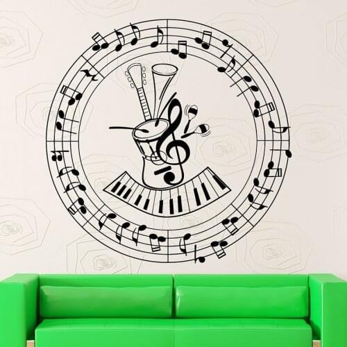 Sheet Music Wall Stickers Music Notes Guitar Musical Instrument Decor for Studio Concert Vinyl Window Decal Creative Mural M934