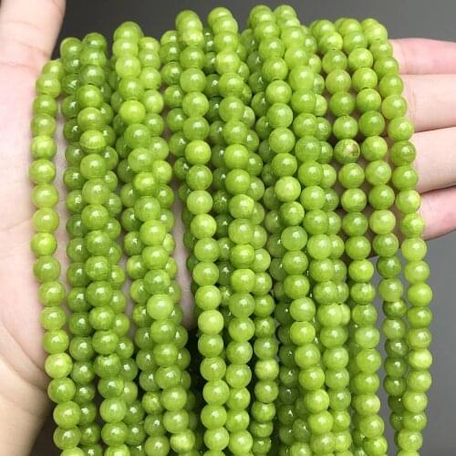 Natural Lemon Green Jades Beads 6/8/10mm Round Loose Beads for Jewelry Making DIY Bracelet Necklace 15