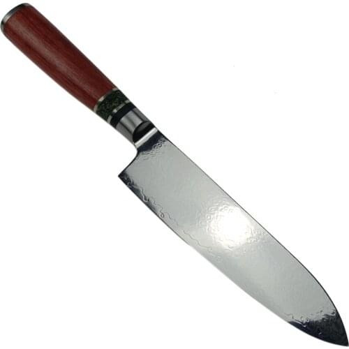 Real Damascus Steel Chef Knife with Wooden Handle Damascus Santoku Knife for Meat Vegetable Razor Sharp Slicing Carving Knives