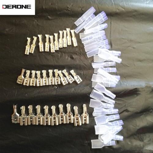 30sets Crimp Terminal 6.3mm 4.8mm 2.8mm Tinned copper Female Connector With Transparent Sheath Inserted Spring Plug