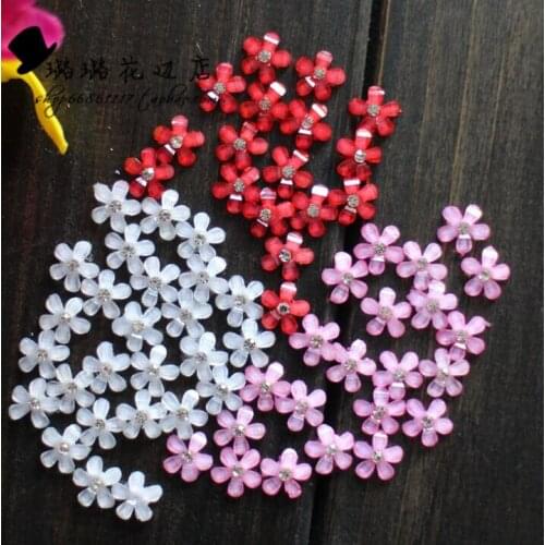 Wholesale 40 pieces/lot Rhinestone 9MM*9MM Resin Flower Flatback Crafts Appliques DIY Crafts Nail Decoration