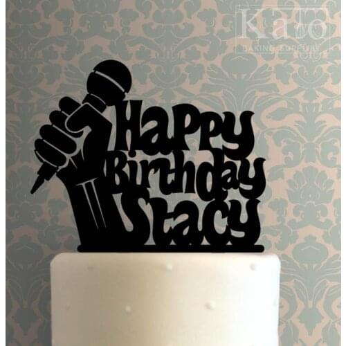 Custom Microphone Happy Birthday Cake Topper