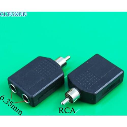 Cltgxdd RCA Connector 2xMONO Jack 6.35 MM to RCA Plug Audio Adapter Video Speaker Plug