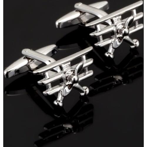Luxury shirt Silvery plane Cufflinks brand Hipster Cufflink For pilot Christmas Gift for Husband Gift for High Quality Men Gift