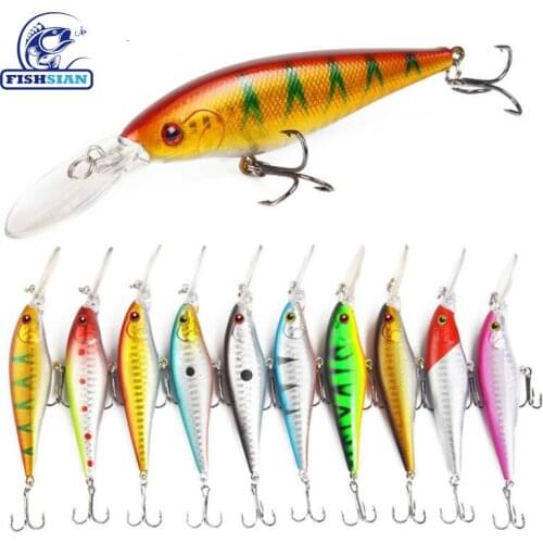 Fishsian Fishing Lures minnow Tackle 11cm 9.5g Plastic Bionics Bait Long Tongue Road Second Bait 10 Color fish lure Fake Bait