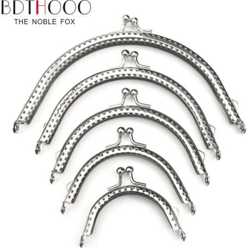 Silver Round DIY Coins Bag Frame Purse Handle for Clutch Bag For Accessories Frame Metal Kiss Clasp Lock 6.5/8.5/10.5/12.5 cm