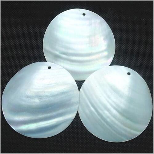 5PCS Nature White Shell Pendants Mother Of Pearl 20MM 30MM 40MM 50MM 60MM Round Shape MOP Free Shipping