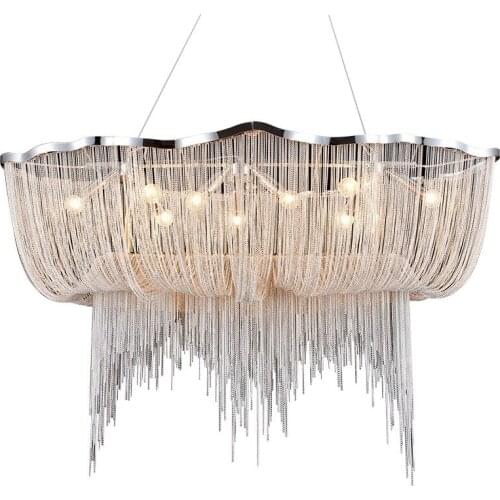 Modern Aluminum Chain Nordic Style Tassel Chandelier Tassel Drop Lamp Creative Restaurant Lobby Light