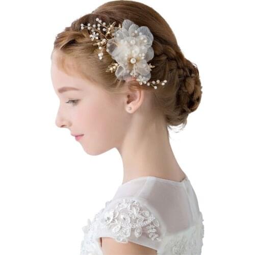 Girl Barrettes Flower Pearl Princess Kids Accessories Gifts Photography Props Weeding Birthday Children Performance Hair Clips