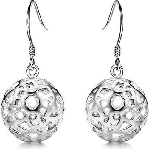 Hollow Spherical Drop Earrings For Women Heart-shaped Pattern Earring Earings Silver color Jewelry Earing Brincos Brinco