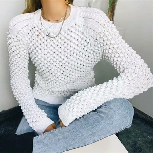 Autumn Winter Clothes Women Hollow Out Crochet Knitted Pullover Sweater Korean Fashion O Neck Long Sleeve Slim Pull Femme Jumper