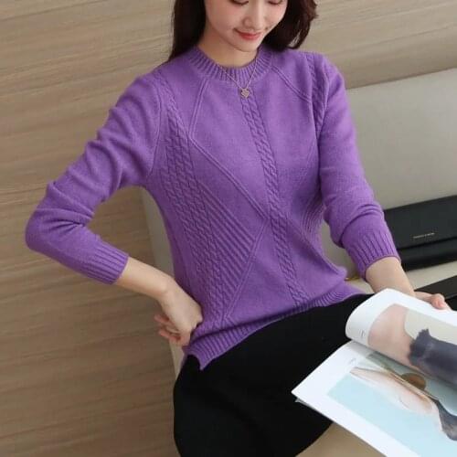Winter Womens Blouses Pullover Long Sleeve O-Neck Slim Clothing Knitted Sweater For Female Short Solid Sweaters Top