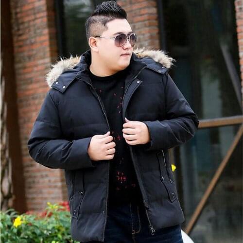 Color: Black Red 2019 Winter New Large Size Mens Medium Long Large Collar Cotton Jacket Mens Hooded Black Jacket Size S-10XL