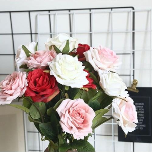 1 branch Artificial Flower DIY Silk Rose Fake Flower Valentines day Gift Wedding Home Decoration