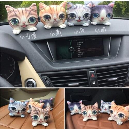 11cm 3D Lovely Cat Head Creative Home Office Car Ornaments Decoration Adsorption Car Activated Carbon Purifying Air