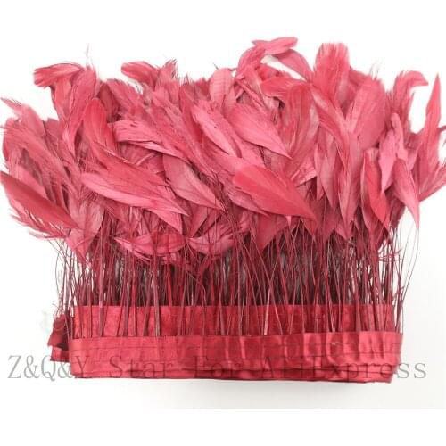 2-10 yards of natural 15-20CM (6-5 inches) tear tail hair dyed wine red to make cloth edges DIY decoration craft jewelry feather