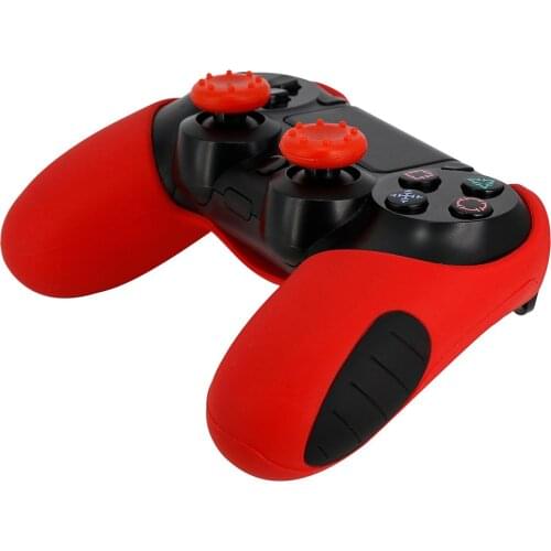 2017 Soft Silicone Rubber Case Cover For PS4 Silicone Thicker Half Skin Cover for PS4 Controller Set (skin X 1 + Thumb Grip X 2)