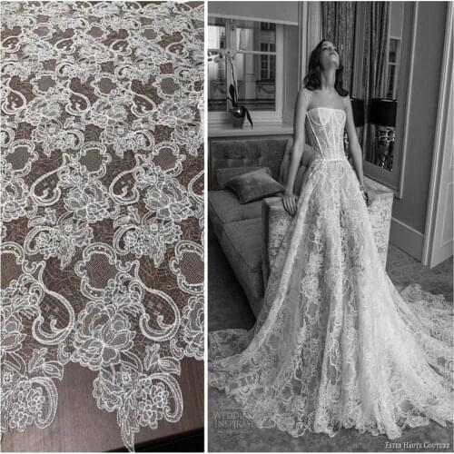 2020 Latest Thin and Light Hot style off white fashion French Guipure Fabric wedding dress material fabric