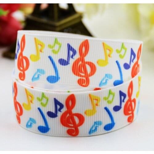 22mm 25mm 38mm 75mm Ruban satin Music Note Cartoon printed Grosgrain Ribbon Bow X-00888 10 Yards