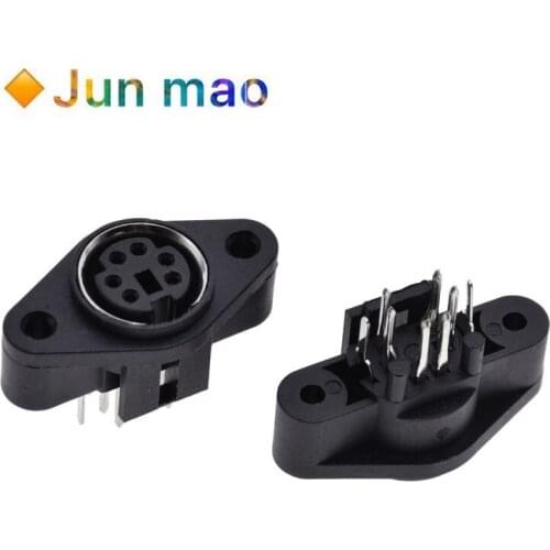 5PCS/Lot MDC/S Terminal Socket DIN Jack Connector Mini PS2 6Pin 6P with Fixed Hole Mouse Keyboard