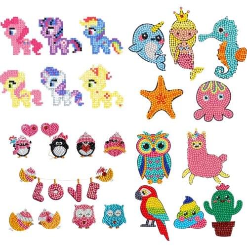 5D DIY Diamond Painting Embroidery Stickers Kits for Kids Diamond Art Mosaic Stickers by Numbers Sets