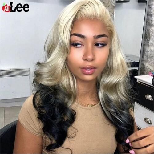 613 Ombre Blonde With Black Lace Front Human Hair Wigs Pre Plucked Peruvian Human Hair Body Wave Lace Front Wig For Black Women