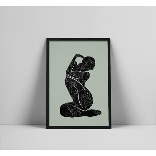 Abstract female silhouette, Minimalist Wall Art Print, Abstract Collage, Modern Black Women Portrait, Female Body Monochrome Pr