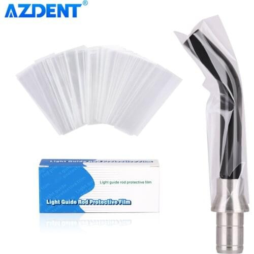 200pcs/box Disposable Plastic LED Curing Light Guide Sleeve Dental Light Curing Head Covers Protective Film 18*67mm=2.76”*0.79