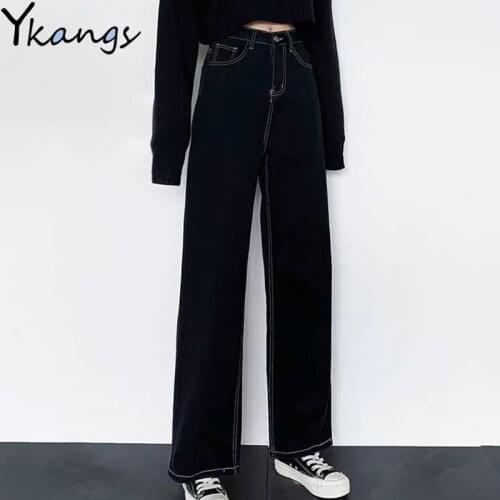 Black Loose Wide-Leg Casual Jeans WomenS Baggy 2020 New Autumn Mujer Pantalones Pants High Waist Streetwear Oversized Trousers