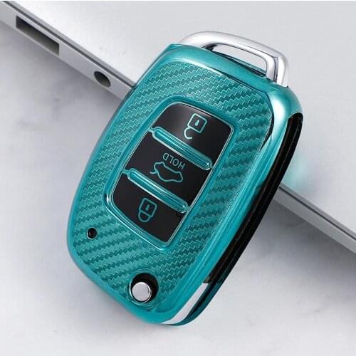 New Carbon Fiber TPU Car Key Cover Case Shell For Hyundai Tucson Creta ix25 i10 i20 i30 Verna Mistra Elantra Santa Fe 2015-2018