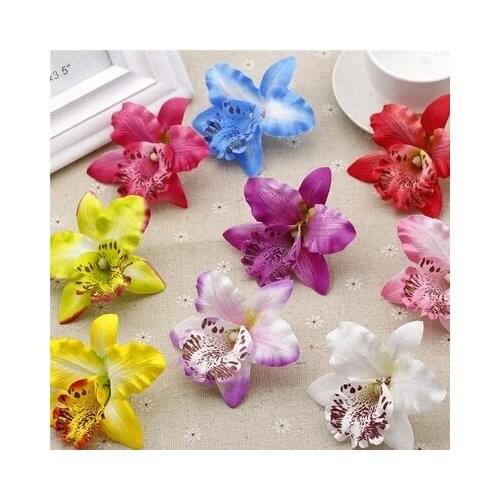 100pcs 7CM Artificial Silk Flower Orchid Flower Heads For DIY Wedding Hat Hair Accessory Decoration Hawaiian Wrist Flowers
