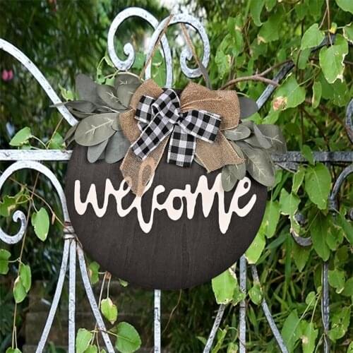 Double-sided Welcome Sign Wooden House Door Pendant Decorative Ornament