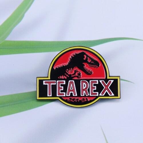 Dinosaur raptor enamel horror art badge