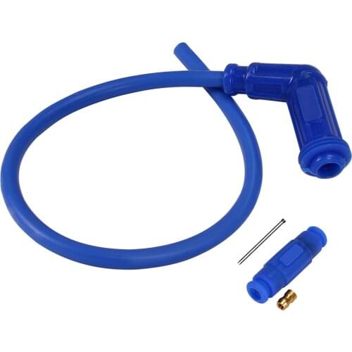 50cm Motorcycle Blue Racing Ignition Coil Spark Plug Iridium Power Cable Wires Cap