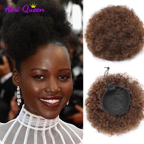 AS Afro Puff Synthetic Hair Bun Chignon Hairpiece For Women Wig Drawstring Ponytail Kinky Curly Clip in Extensions Pony Tail