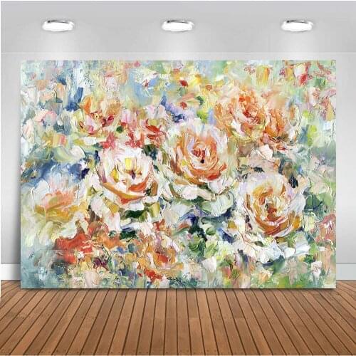 Oil Painting Flower Backdrop for Photographic Studio Abstract Background for Photo Studio Newborn Children Photo Shoot Backdrops