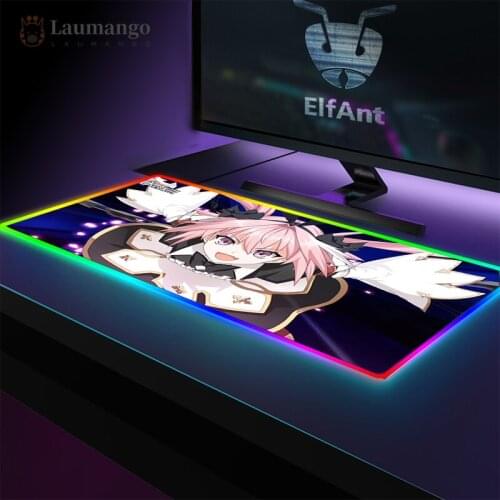 Cool RGB Gaming Mouse Pad astolfo Gamer Led Computer Mousepad Large Mouse Mat Backlight Carpet keyboard Desk Mat mousepad Anime