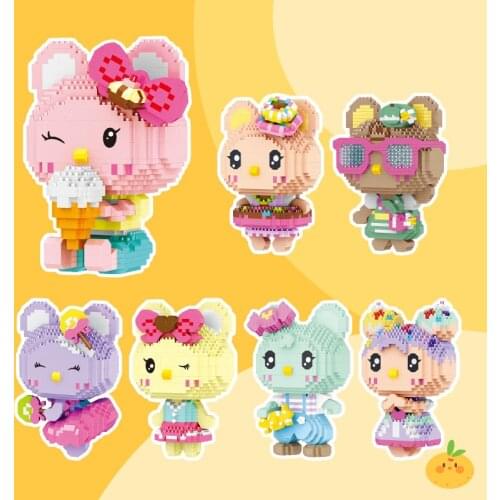 Mini Bricks ABS Candies Ice Cream Bear Cartoon Animal Particle Cute Model Micro Building Blocks Toys For Children Gift