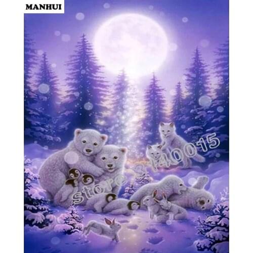 Diy Diamond Cross Stitch Painting Diamond Embroidery Square Diamond Mosaic Picture Home Decoration Animal Bear family BFC108