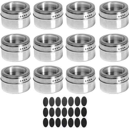 Seasoning Pot Stainless Steel Spice Storage Container Set Seasoning Shaker Bottle Kitchen Supplies, 4/6/12pcs