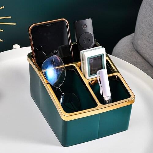 Four Cells Remote Control Storage Box Desktop Stationery Storage Box Cosmetic Finishing Box for Household H88F