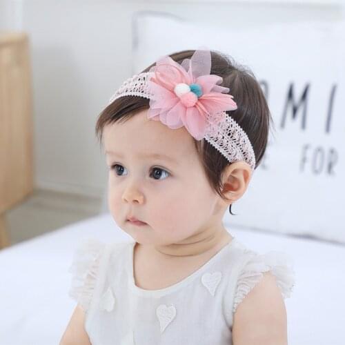 2021 New Baby Hair Band Childrens Three Ball Yarn Flower Hair Band Cute Baby Princess Baby Headband Girl Photo Hair Accessories