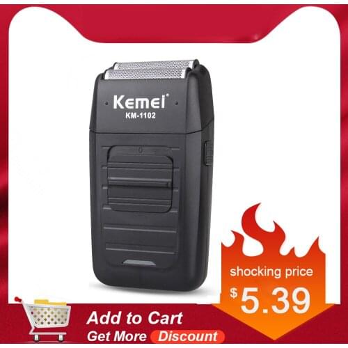 Kemei KM-1102 Rechargeable Cordless Shaver for Men Twin Blade Reciprocating Beard Razor Face Care Multifunction Strong Trimmer