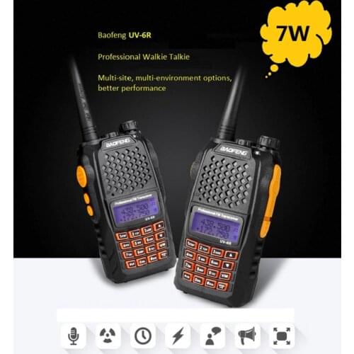 2pcs high power 7W BaoFeng uv-6r Portable UV-6R Dual Band Walkie Talkie higher power than baofeng uv-5r Two Way Radio рация