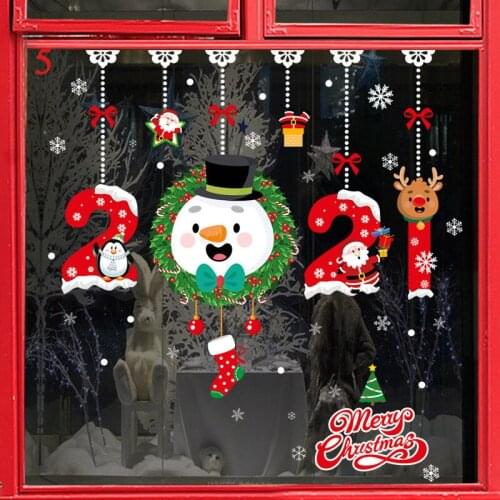 2021 Christmas Wall Stcikers PVC Removable New Year Window Decoration Santa Claus Home Decor Wall Decal Fashion House Decoration