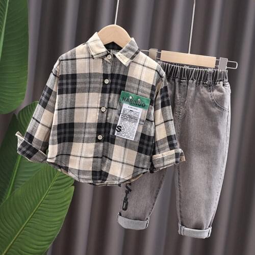 2020 Spring autumn Children Boys Girls Lapel Shirt Pants 2Pcs/Sets Infant Clothes Suit Fashion Baby Casual Tracksuits 0-4 years