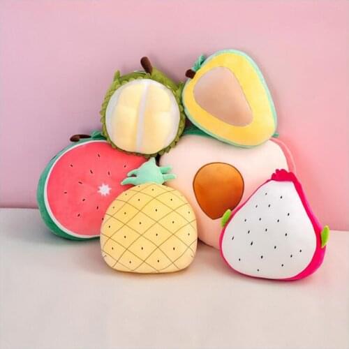 Cute Beautiful Carrot Banana Peach Durian Pitaya Fruit Plush Plant Toy Cartoon Plush Doll Boy Girl Pad Pillow Gifts Sofa Cushion