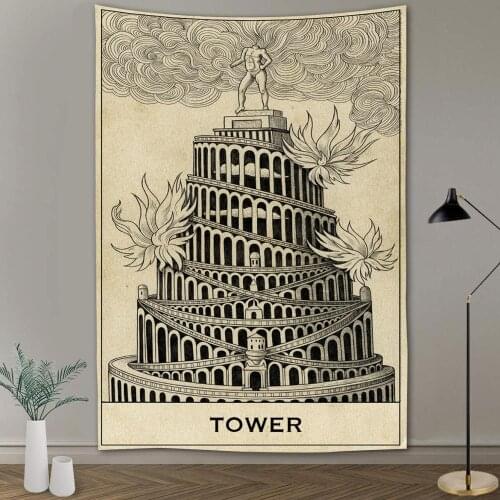 Simsant Fantasy retro arrival Tarot Card Print Wall Hanging Indian myth Tapestry Hippie Bedroom Blanket Bedspread Dorm Decor