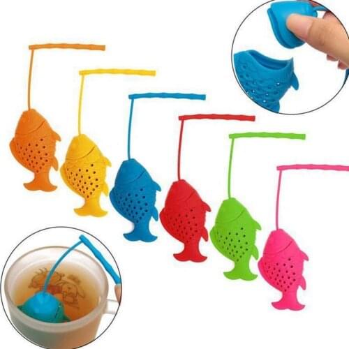 1PC Silicone Tea Infuser Fish Shape Reusable Animal Tea Strainer Tea Bag Green Tea Filter Infusor Kitchen Tool Colorful 50gB